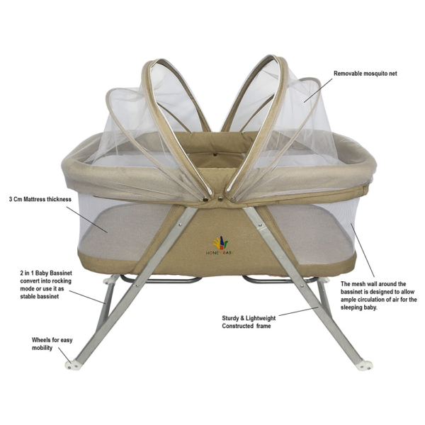 Honey Baby - Baby Bassinet - Beige - Image 5