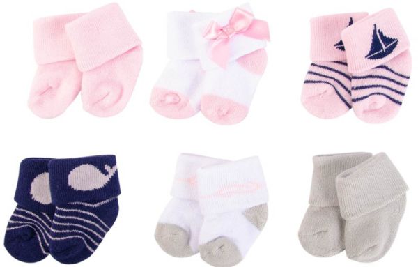 Luvable Friends - Baby Terry Socks 6Pc Sailboat - Pink