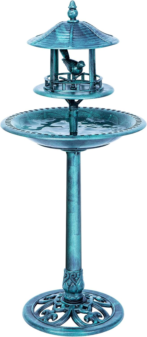 Garden Bird Bath with Pavilion Green