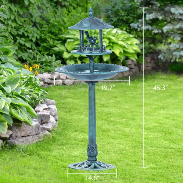 Garden Bird Bath with Pavilion Green - Image 6